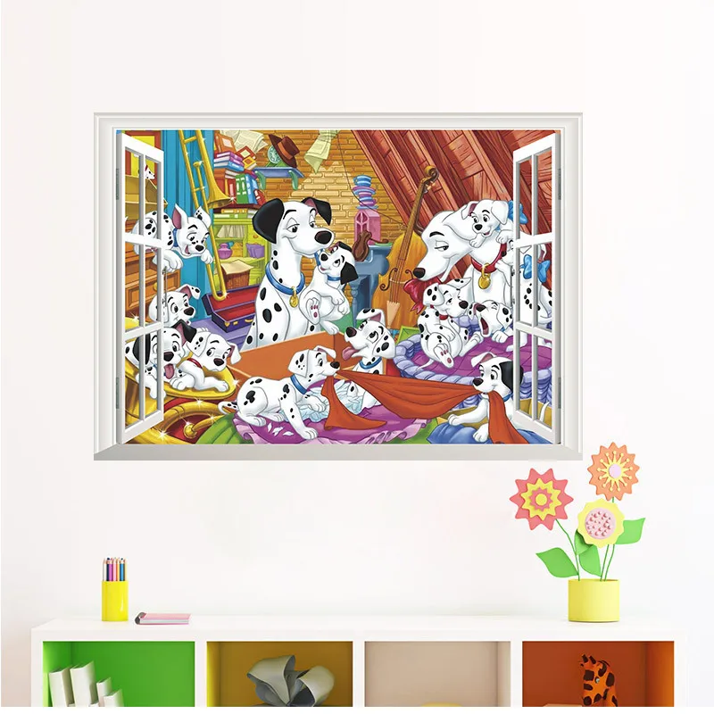 New style DIY 3D Cartoon Dalmatians room Wall Stickers tickers children's home decor Removable waterpro | Дом и сад