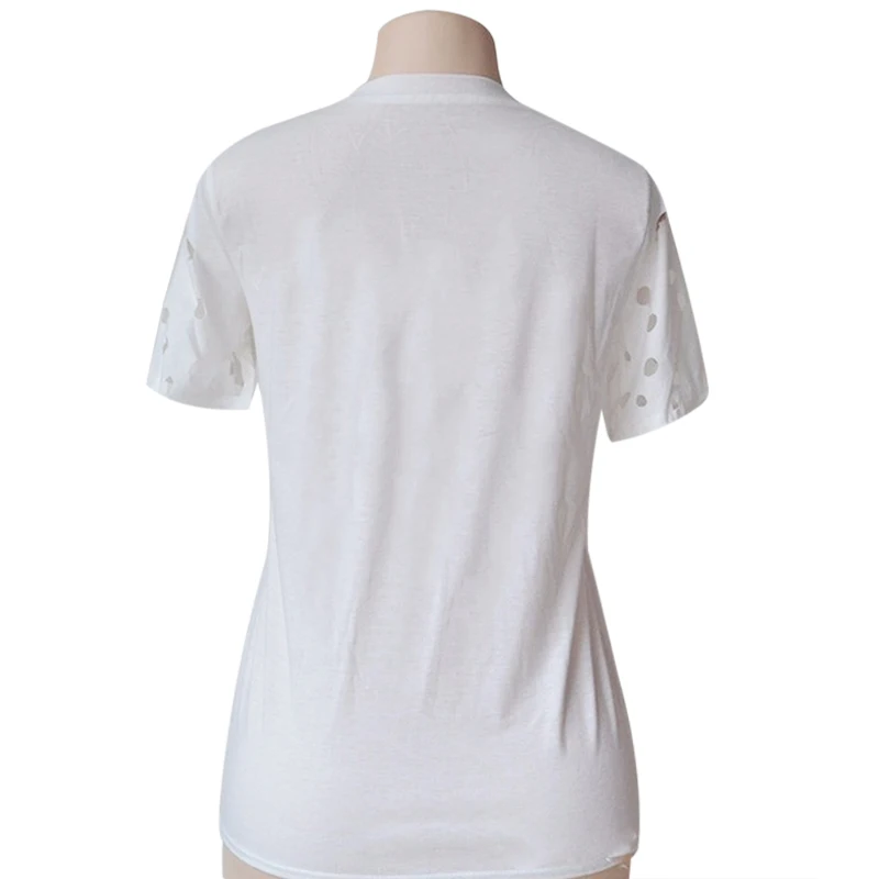 2017 модная женская блузка с дырками короткими рукавами сексуальные черные белые