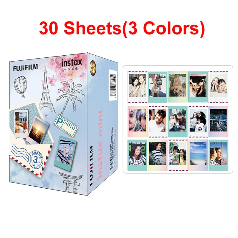 30 sheets (3 Colors) Белая пленка для Fuji Instax Мини Камера пленка глянцевая фотобумага для Фотобумага 30 листов для ЖК-дисплея с подсветкой Fujifilm Instax Mini 9/8/фотоаппаратов моментальной печати 7s 25 50s 70/90 для SP-1/2 смартфон - Цвет: 30 sheets (3 Colors)
