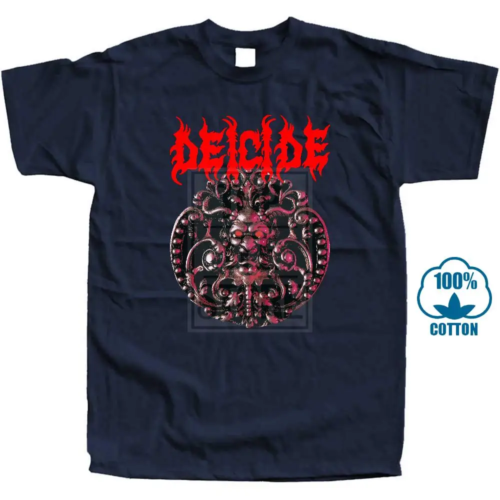 Тёмно-синий Deicide 1990 логотип альбом Обложка футболка - Цвет: Тёмно-синий