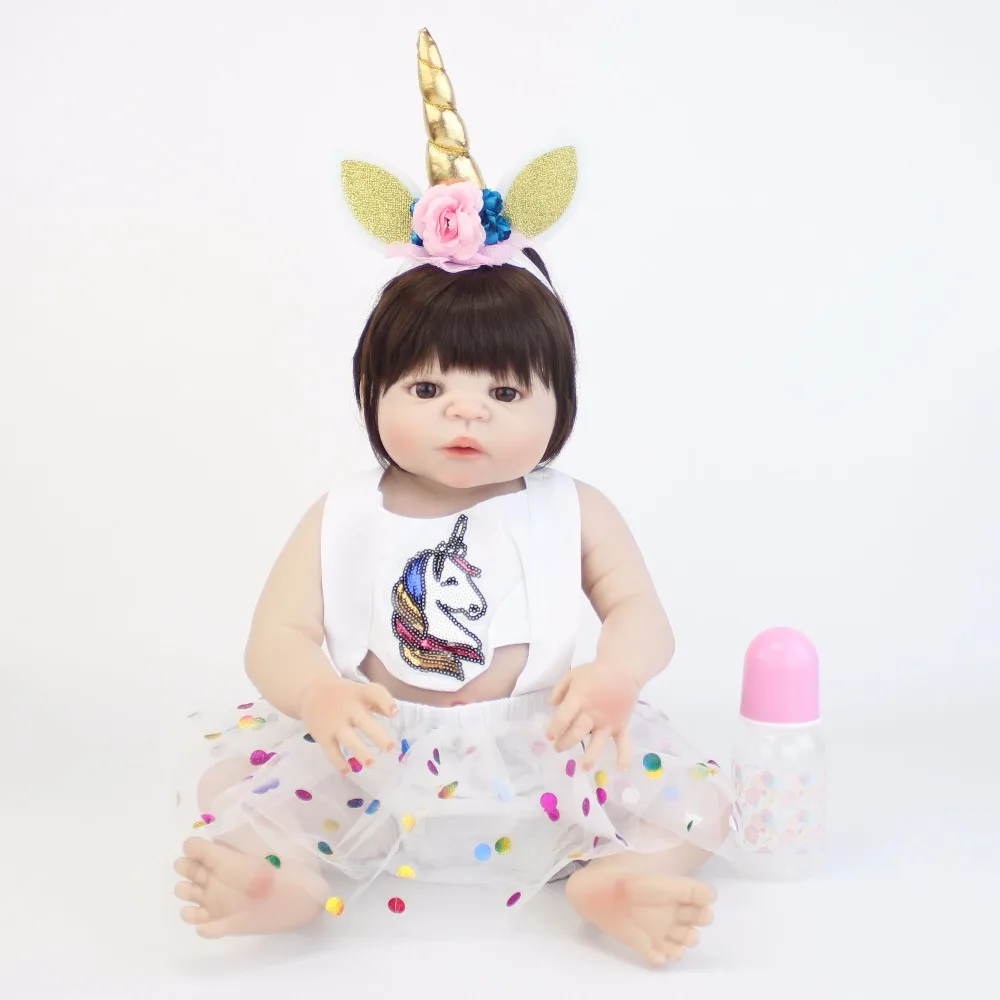 55 см полный Силиконовый Reborn Baby Doll игрушка мягкая виниловая новорожденная
