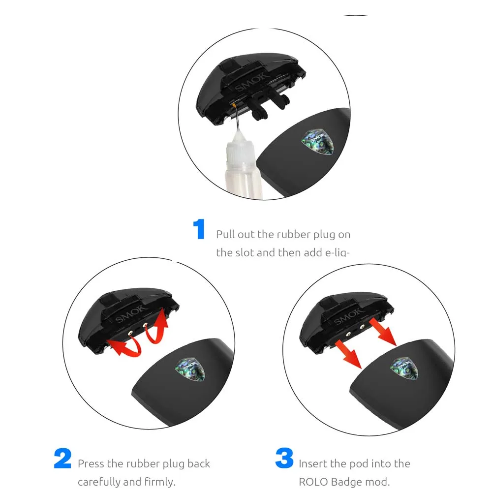 Аутентичный Smok Rolo Badge Kit встроенный аккумулятор 250 мАч 2 мл Pod Atomizer E-Cigarette Vape Mini