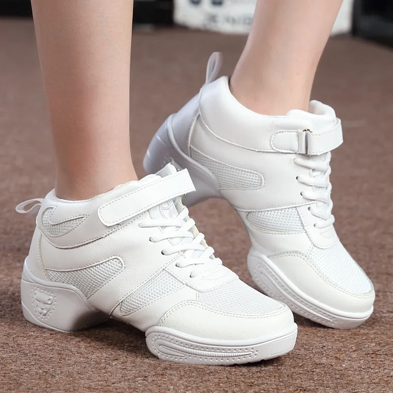 Женские кожаные кроссовки квадратная сетчатая спортивная обувь для танцев в