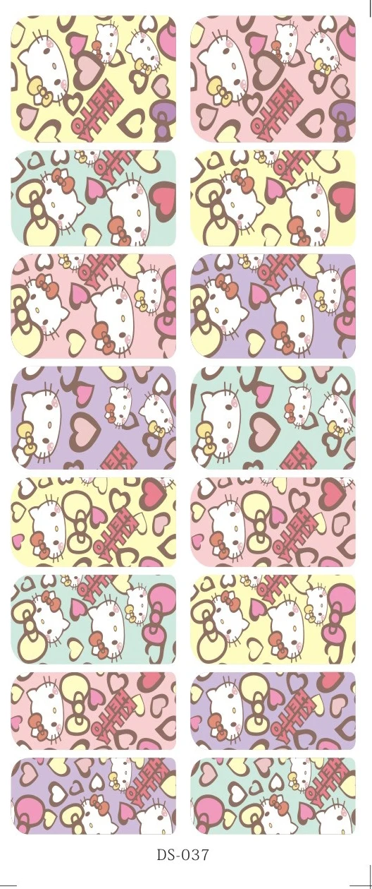DS037 Rocooart DS037 переводятся с помощью воды, фольга, ногти искусство стикер мультяшка рисунок «Hello Kitty» Маникюр наклейки озорные ногти аксессуары патч - Цвет: DS037