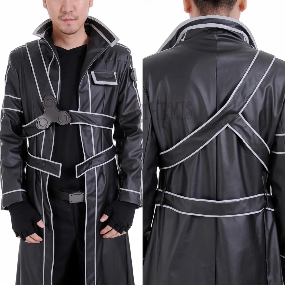 Athemis Sword Art Online Kirito Leather Cosplay Costume Jacket Shirt Gloves Accessories To Choose  Custom Made 
