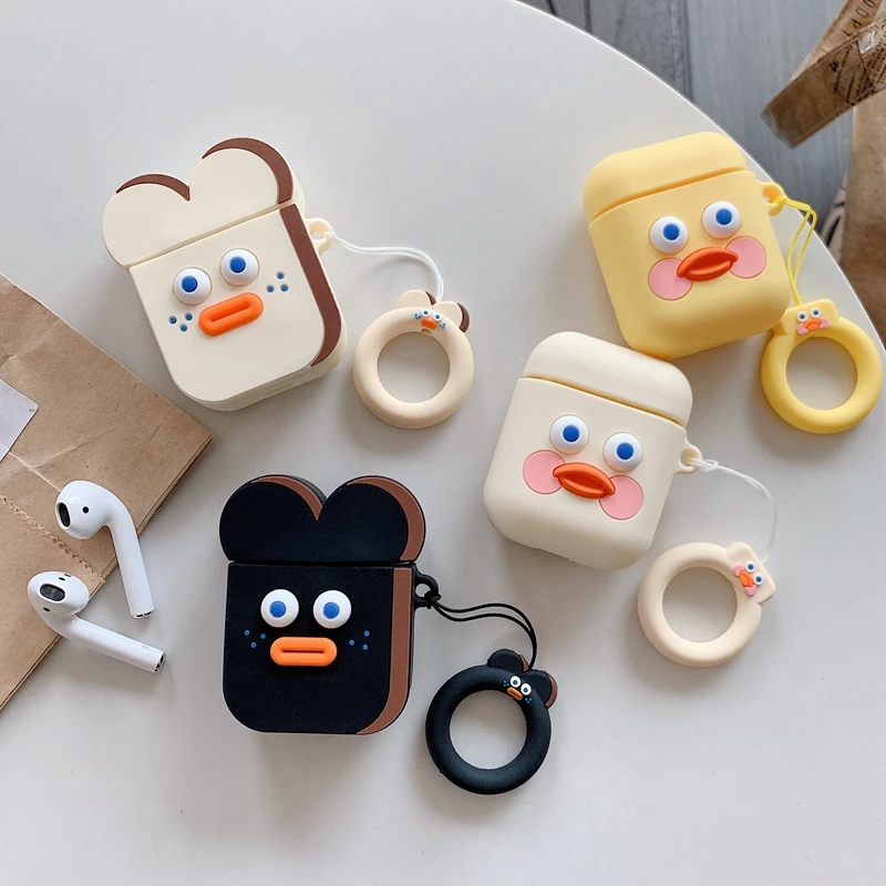 Милый мультяшный чехол для наушников Airpods 2 мягкий силиконовый тонкий 1 сумка