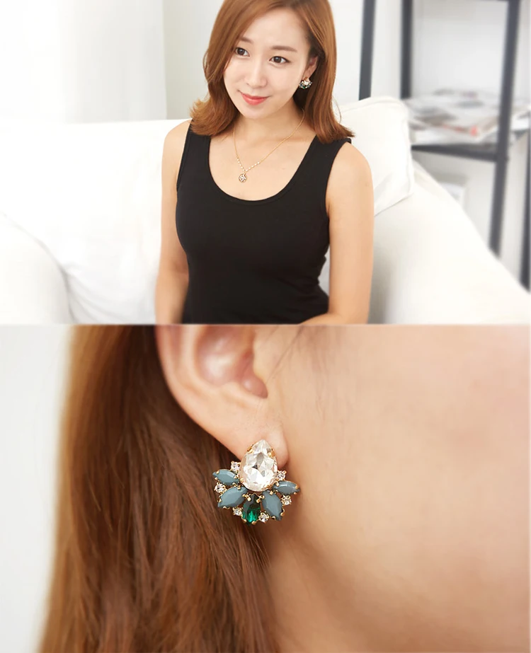 1PRS хрустальные серьги высокое качество корейский стиль сияющие стразы