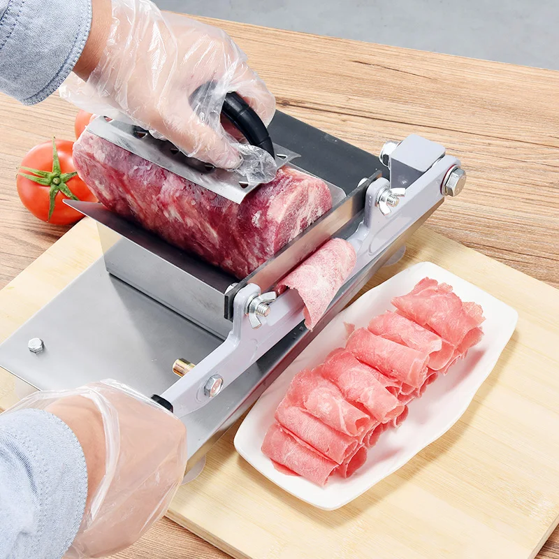 Ручная ломтерезка Коммерческая ломтерезка для мяса ребристая редиска огурец ГОВЯЖЬЯ баранина Ломтики Регулируемая толщина мясорубка