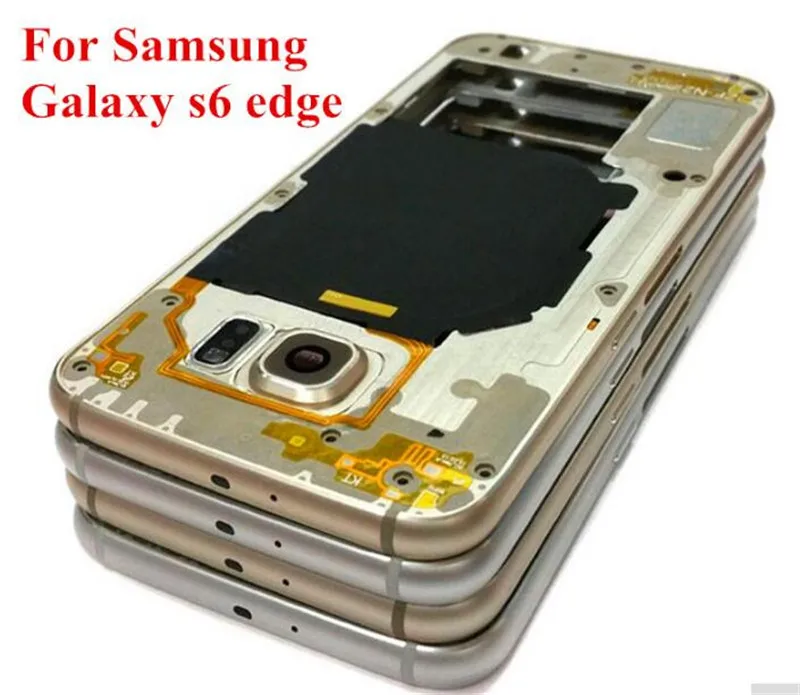 50 шт./лот Корпус Корпуса с рамкой средней рамки + объектив камеры для Samsung Galaxy S6 Edge