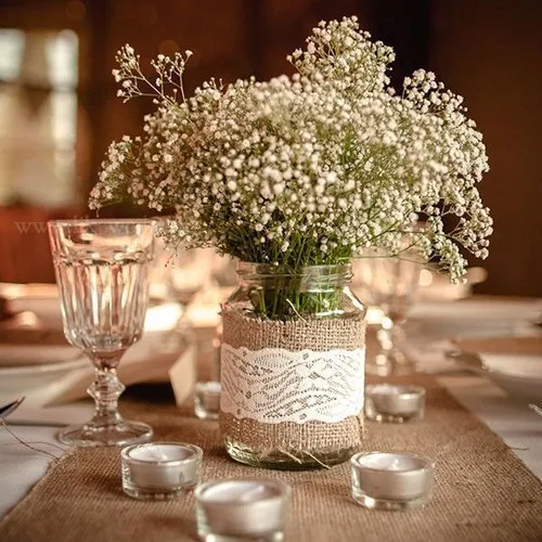 Лента из джута кружево для мешковины свадебных цветов бутылки с вазами