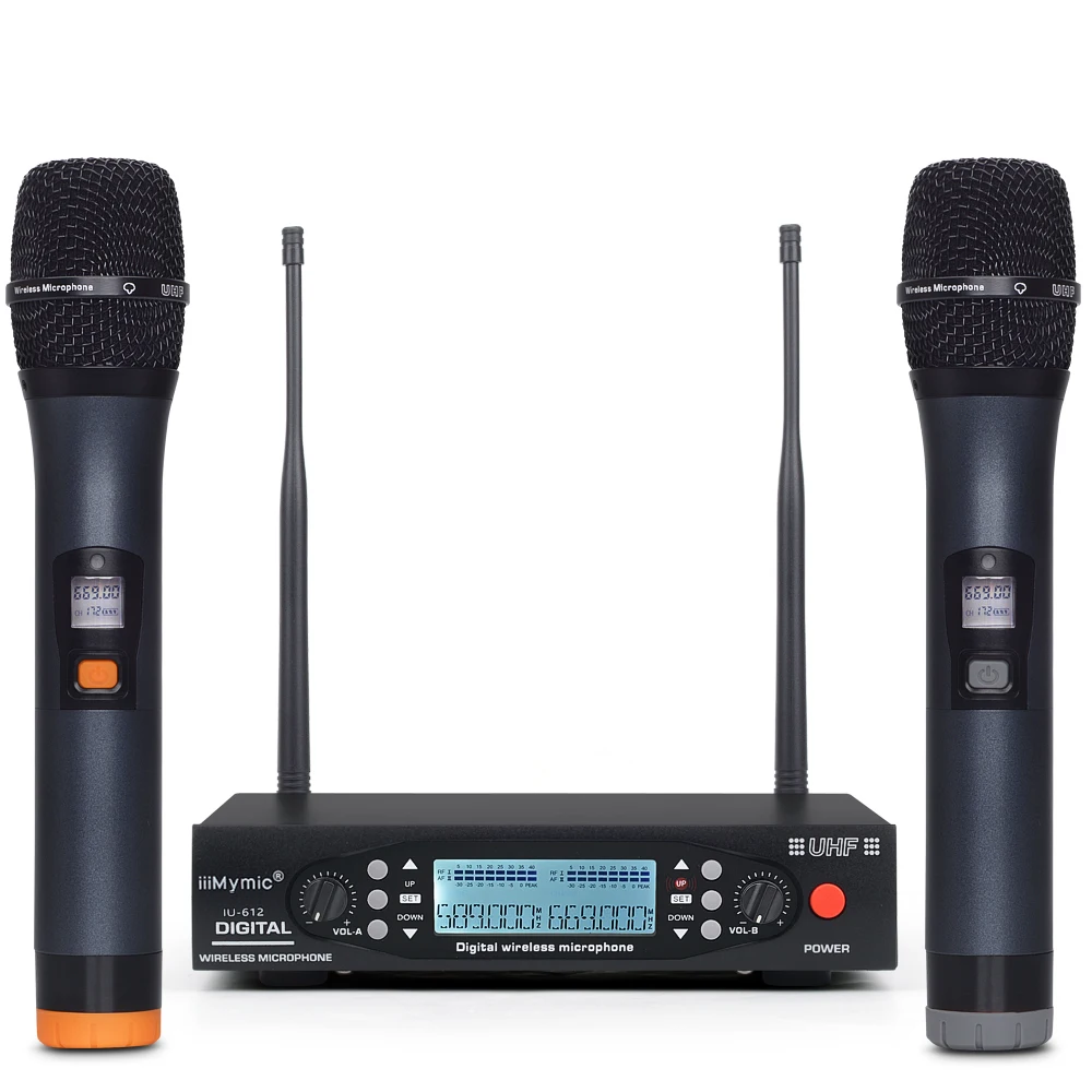 IU 612 PLL UHF беспроводной микрофон Система 2 way 100 каналов металлический Ручной Karoke KTV