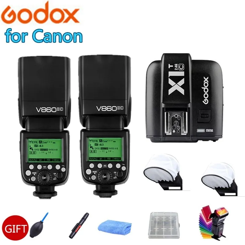 2x Godox V860II-C V860IIC Speedlite Flash GN60 1/8000s HSS TTL Light + Xpro-C Trigger передатчик для Canon 5D 7D 6D |