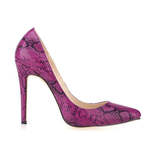 Purple Snake Shoes Женские туфли-лодочки; обувь леопардовой расцветки; пикантные свадебные туфли на высоком каблуке с острым носком; женские офисные модельные туфли на шпильке; Повседневная вечерняя Обувь - Цвет: Purple Snake Shoes