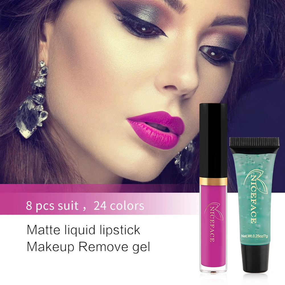 Красота Мода 8 шт Матовая длинная стойкая губная помада блеск не липкая жидкая