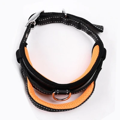Orange collar Собачий ошейник, поводок, высокая прочность, нейлоновая сетка, дышащий, регулируемый, для маленьких и больших собак, ручка, поводок, ошейник, аксессуары для собак - Цвет: Orange collar