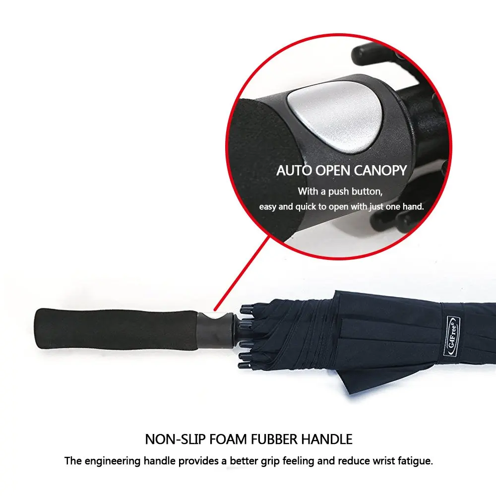 68-дюймовый автоматический открытый зонт для гольфа Экстра Большой Двойной Навес