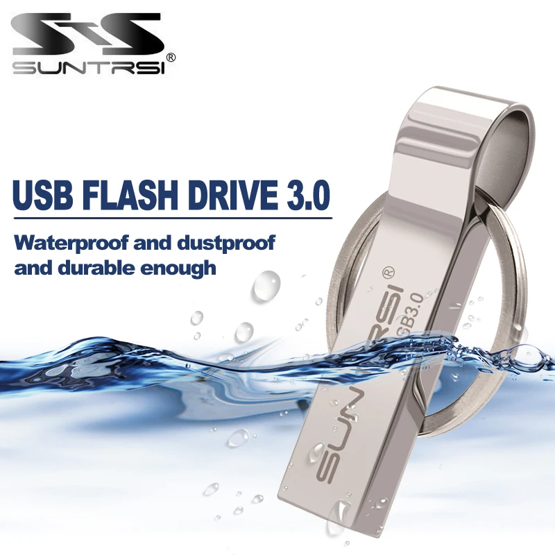 Suntrsi металлический USB флеш накопитель 16 ГБ 32 64 реальная емкость Водонепроницаемый