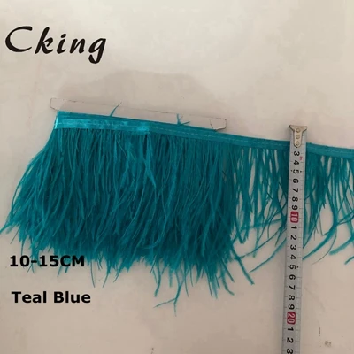 teal blue 10 метров темно-зеленое перо отделка 10-15 см ширина страуса перо платье с бахромой швейный Материал карнавал рождественские украшения Ремесло - Цвет: teal blue