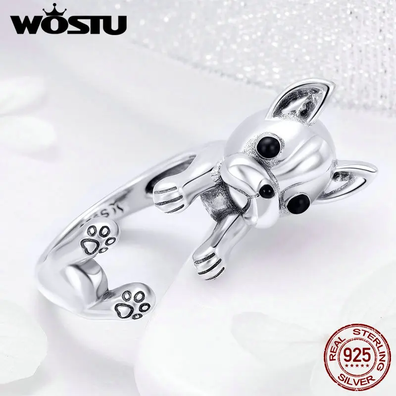 Женские кольца с эмалью WOSTU из 100% стерлингового серебра 925 пробы французским