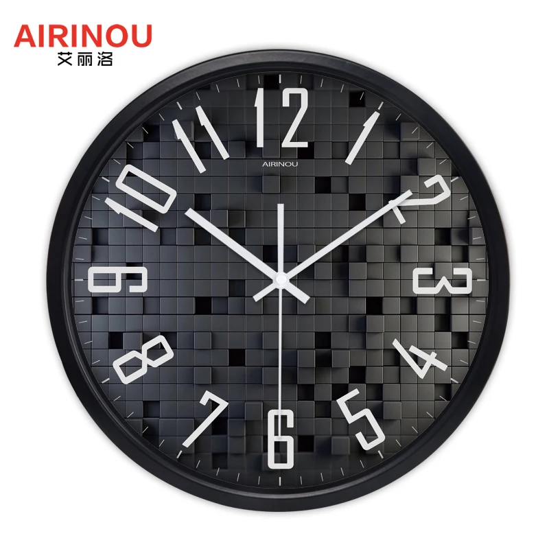 

Airinou New Design 3D Black Box Picture Living Room Wall Clock Home Decor Personalized Glass Silent Quartz Clock