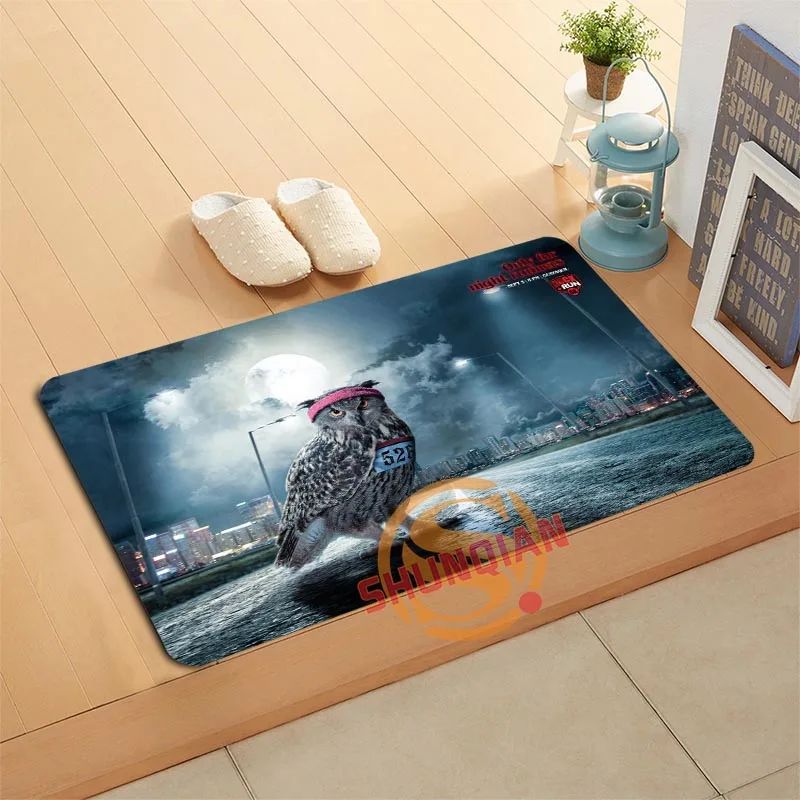 

Custom Owl Doormat Bath Mats Foot Pad Home Decor Bathroom Mats Door Mat Floor Mat A320#143