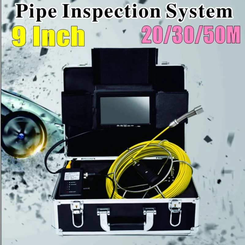 

9" TFT LCD Drain Sewer Pipeline Industrial Endoscope 20M/30M/50M Yellow Cable Pipe Inspection Video Camera System with DVR WP90