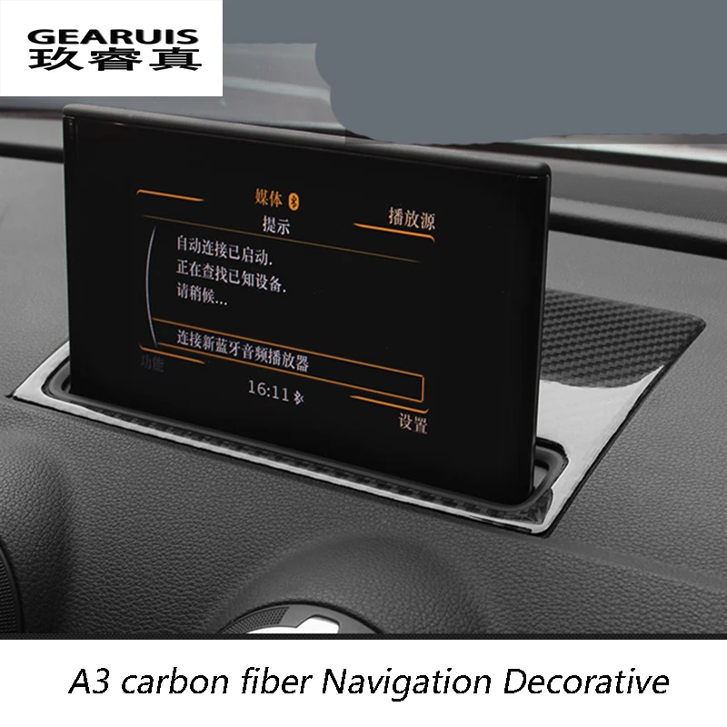 

Car Styling carbon fiber Navigation Decorative Frame Strip Cover Sequins Special Modified For Audi A3 8V 2013 2014 2015 2016 17