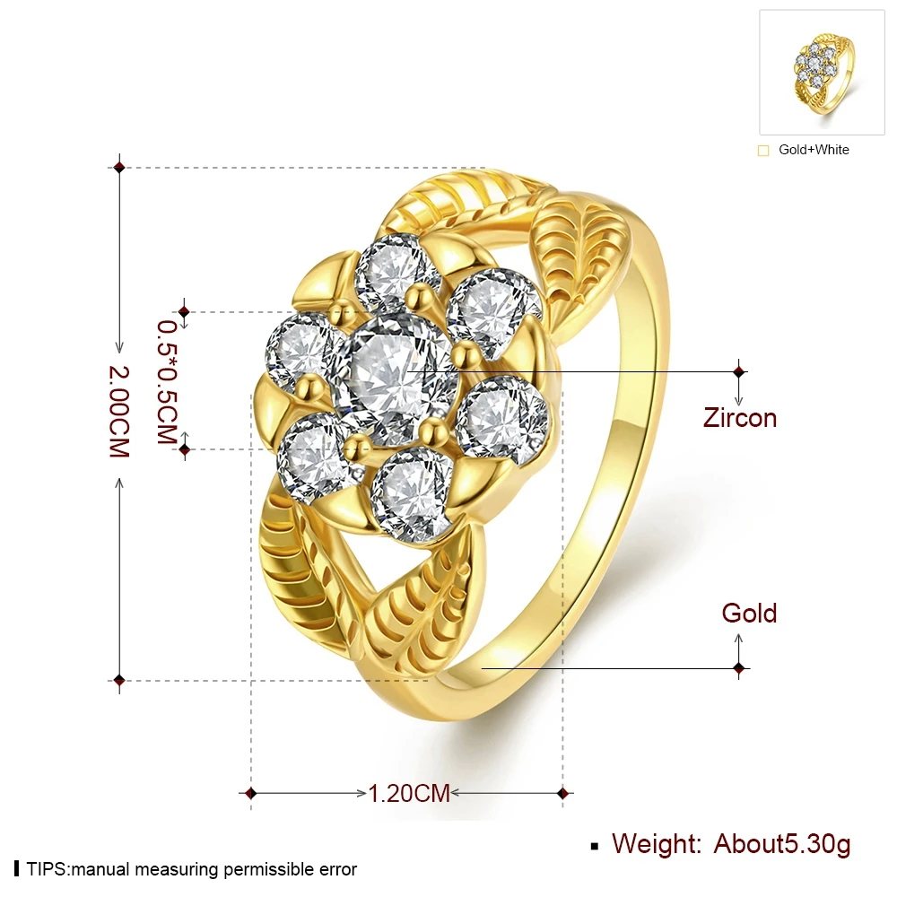 Tuker Classic fashion Lucky Creative Artistic Petals Cubic Zirconia Rings gold Color Party Wedding Jewelry For Women Gift | Украшения и