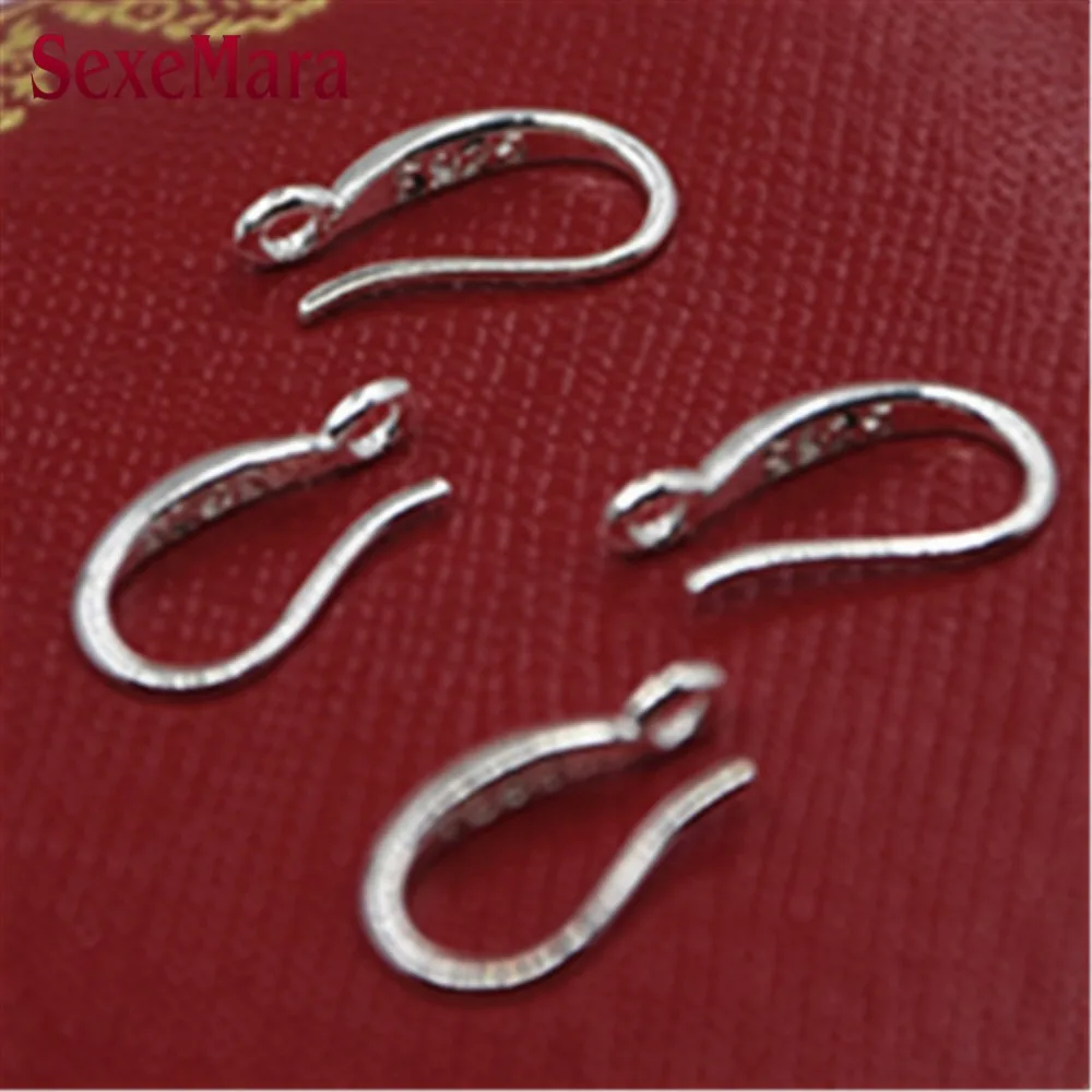 Free Wholesale 100PCS Jewelry Findings Genuine Solid 925 Sterling Silver Earring Smooth Hook Ear Wires For Design DIY Crystal CZ |