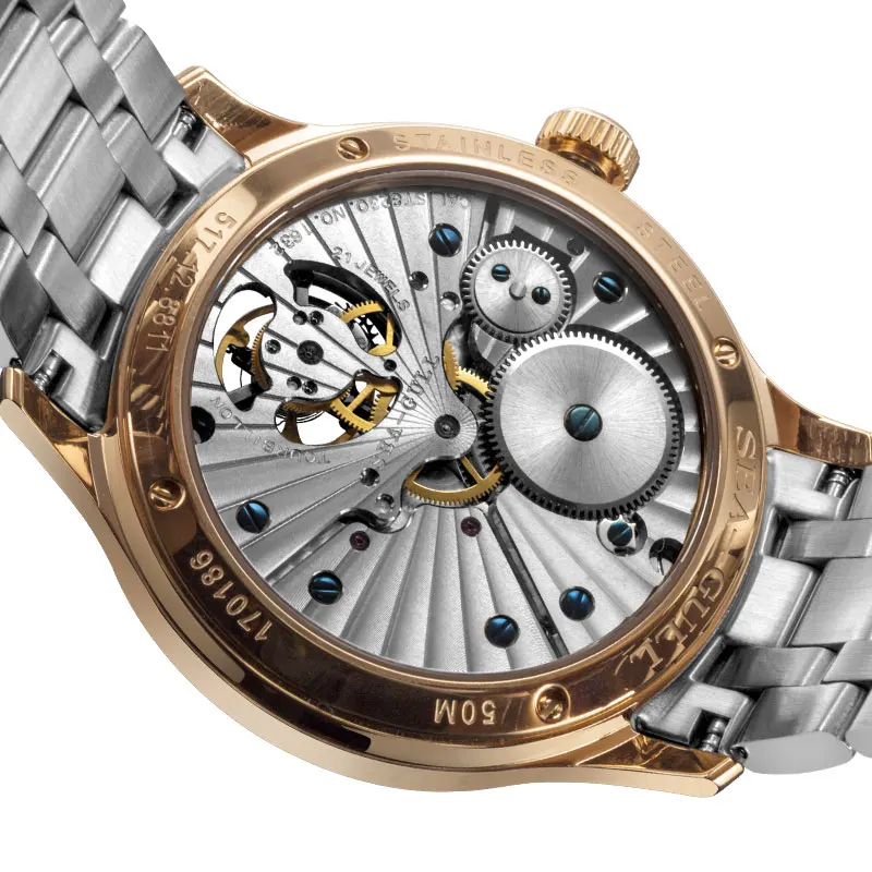 Механические часы Seagull Tourbillon ручной чехол из розового золота с оригинальной