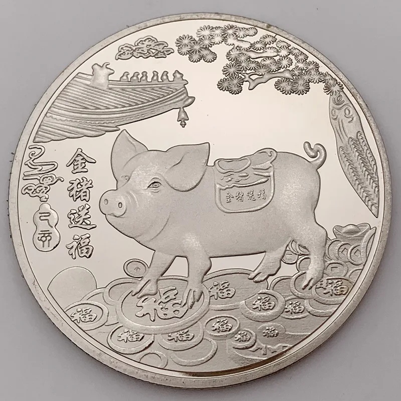 3 стиля 2019 памятная монета с надписью Lucky Pig подарок на Новый год позолоченная