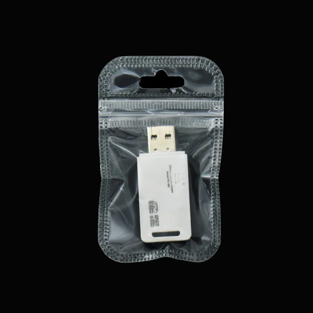 200 шт./лот многоразовый прозрачный пластиковый пакет на молнии с отверстием для