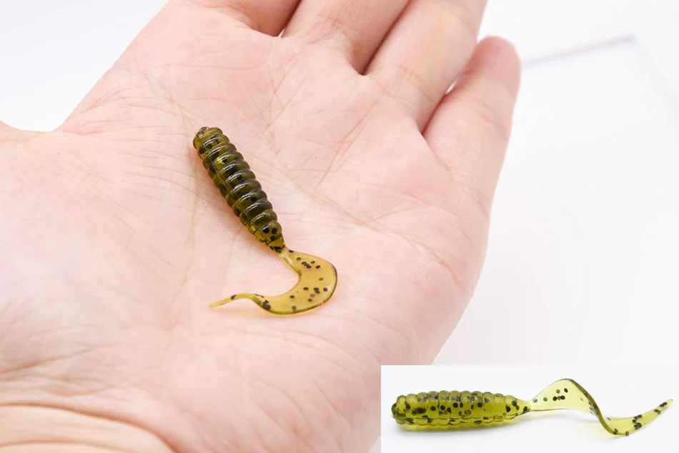 Армейский зеленый 200 шт мягкая личинка червяка maggot Приманка для рыбалки, 4 см приманка личинка приманка с круговым хвостом pesca искусственная isca - Цвет: Армейский зеленый