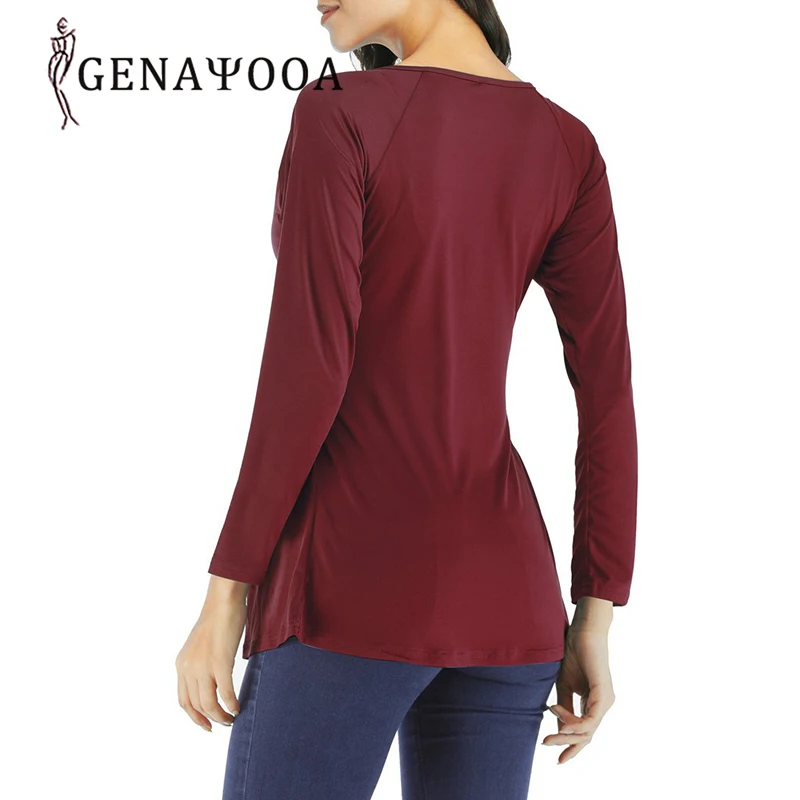 Футболка женская оверсайз с длинным рукавом и глубоким V образным