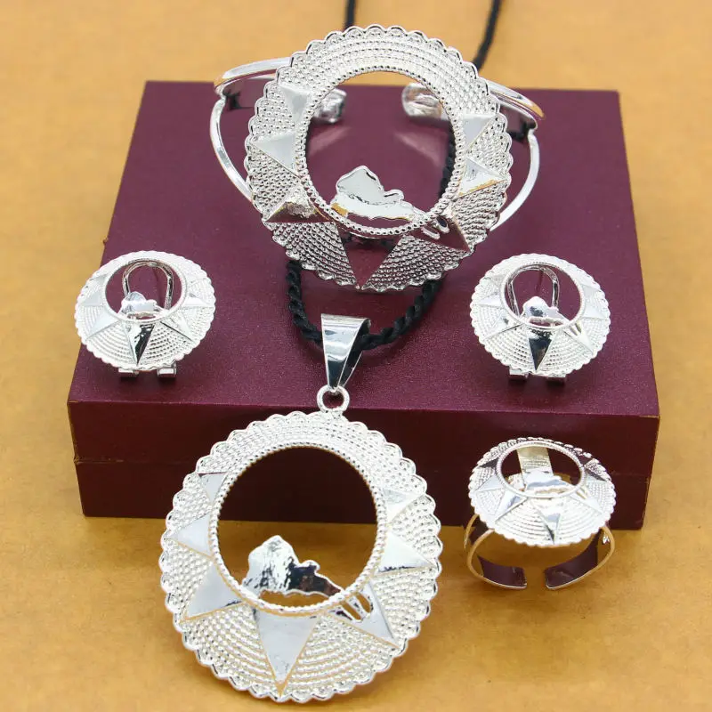 Комплект украшений Adixyn с картой посеребренный