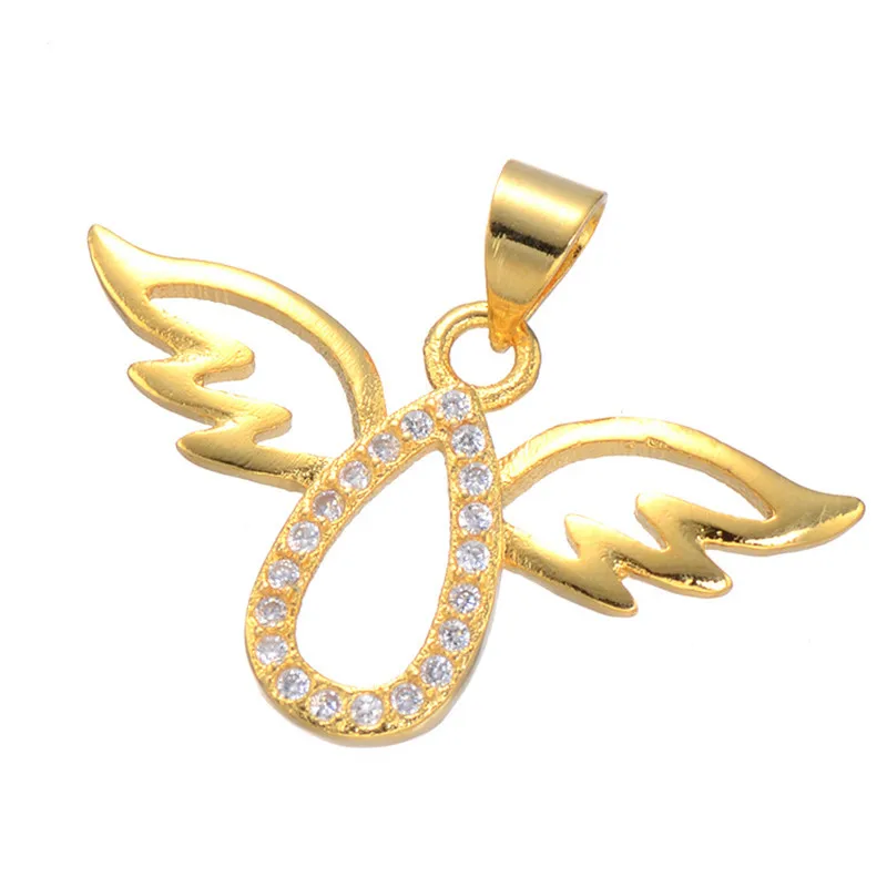 Розовое золото цвет милый ангел крылья кулон чемпионы для ожерелья женщин микро