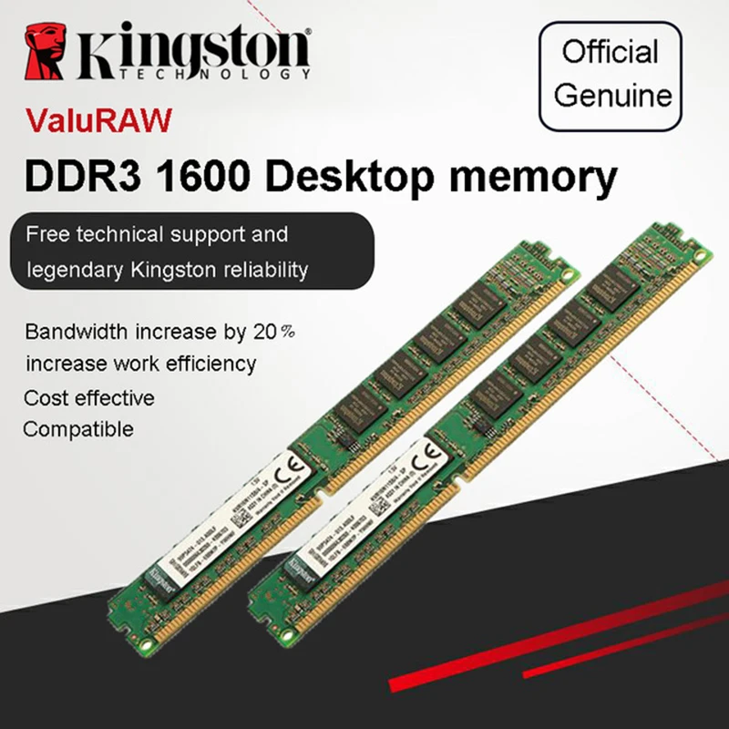 kingston Memoria ram 4 Гб 2 Гб 1600 МГц DDR3(PC3-12800) 240 Pin Intel DIMM материнская плата память для настольных ПК 1600 МГц