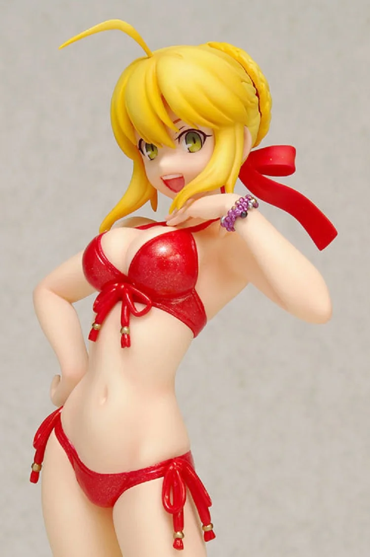 Fate Saber extra Ver stay Night zero японская аниме фигурка красный купальник волнистый ПВХ 16 см