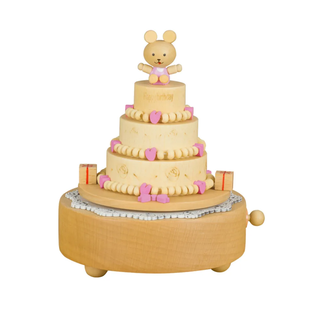 Музыкальная шкатулка в форме торта часы из бука музыкальная поделки подарок на