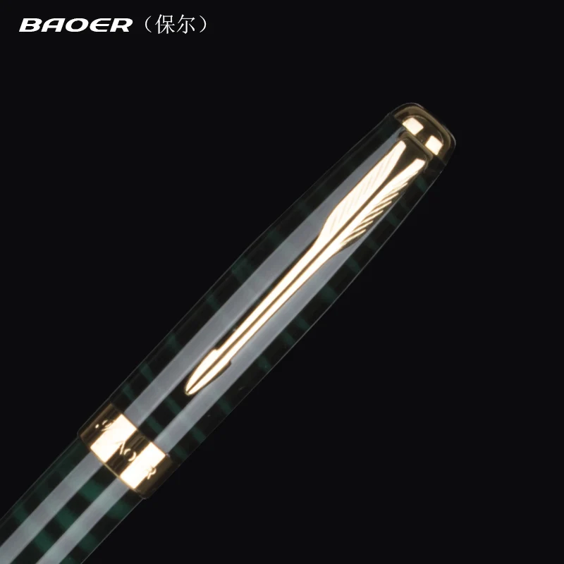 Ручка перьевая Baoer 388 5 цветов зеленая и черная металлическая с наконечником 18
