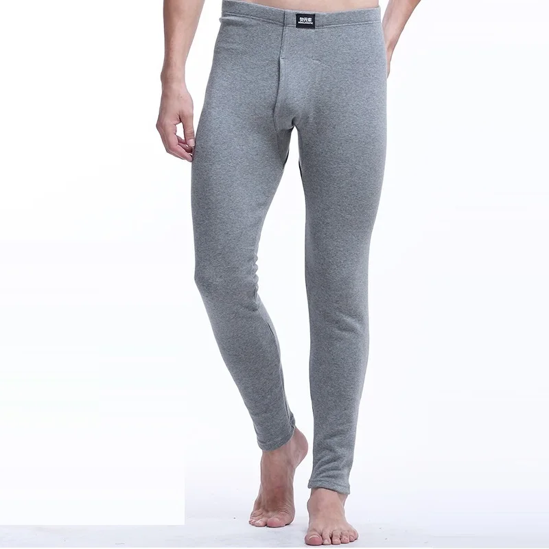 gray underpants Мужские теплые штаны для зимы, термобелье, кальсоны, плотные флисовые леггинсы - Цвет: gray underpants