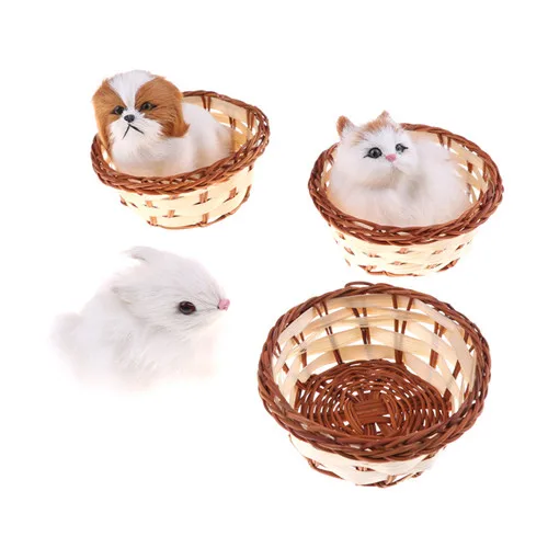 Пластиковые зайчики собаки кошки в корзине игрушки из искусственного плюша для