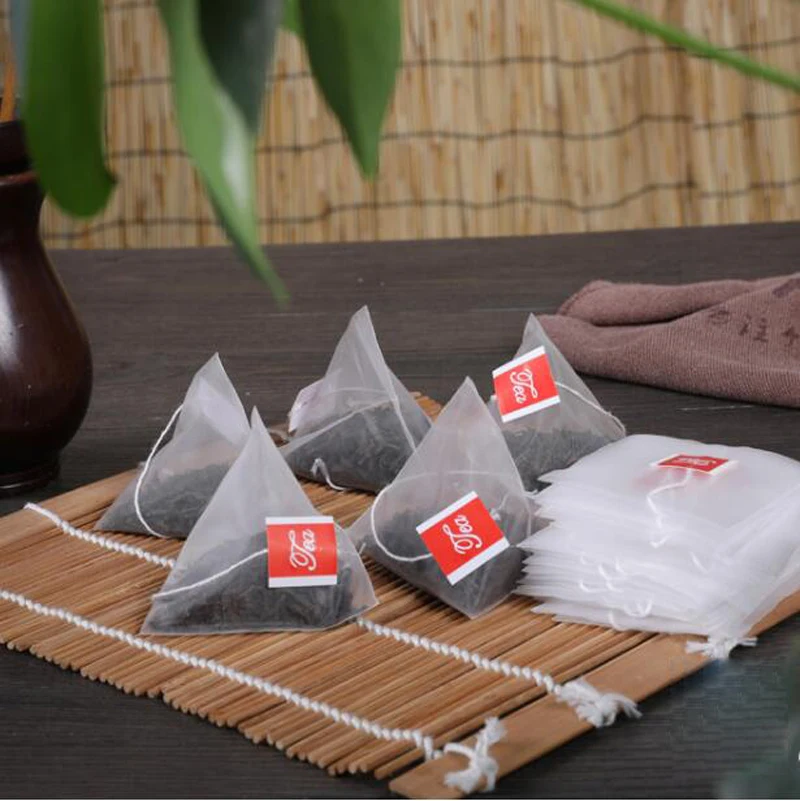 Bolsitas de t&eacute; de nailon vac&iacute;as, transparentes, con filtro de cuerda, novedad, 10000 unids/lote-0