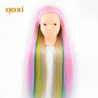 Qoxi профессиональная учебная головка с длинными густыми волосами Парикмахерская практика манекен куклы с макияжем для укладки волос