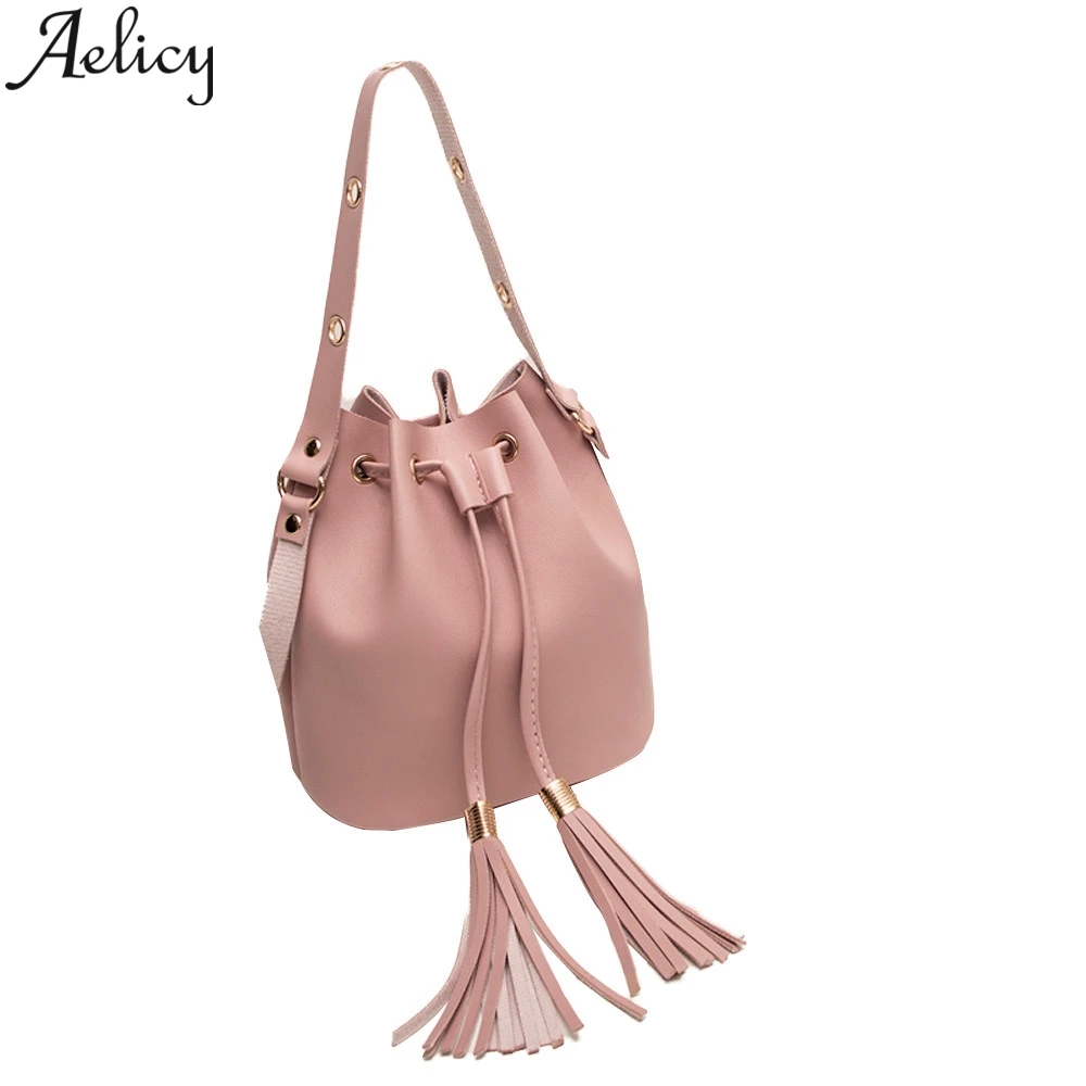 PK Aelicy, модные женские кожаные сумки на плечо ярких цветов, клатч, сумка для женщин, сумки-мессенджеры, женские сумки с кисточками, сумка-мешок - Цвет: PK