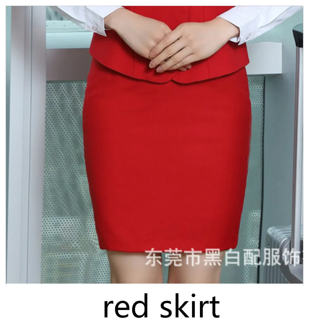 Red Skirt Женский деловой жилет для работы, офисное Женское пальто без рукавов, v-образный вырез, официантка, жилет, костюм, верхняя одежда, каюта - Цвет: Red Skirt