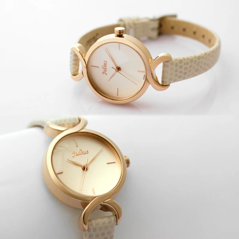 2018 Для женщин Julius кожаным ремешком Винтаж красный чёрный коричневый Кварцевые