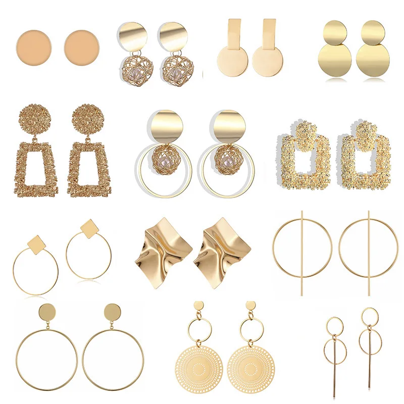 Модные крупные серьги 2020 большие геометрические для женщин Подвесные