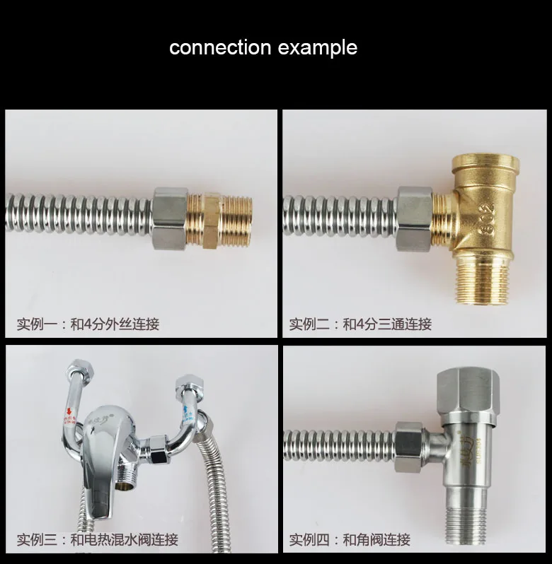 inlet pipe hot and cold water 304 stainless steel corrugated pipe DN15 explosion-proof hose water heater inlet and outlet pipe