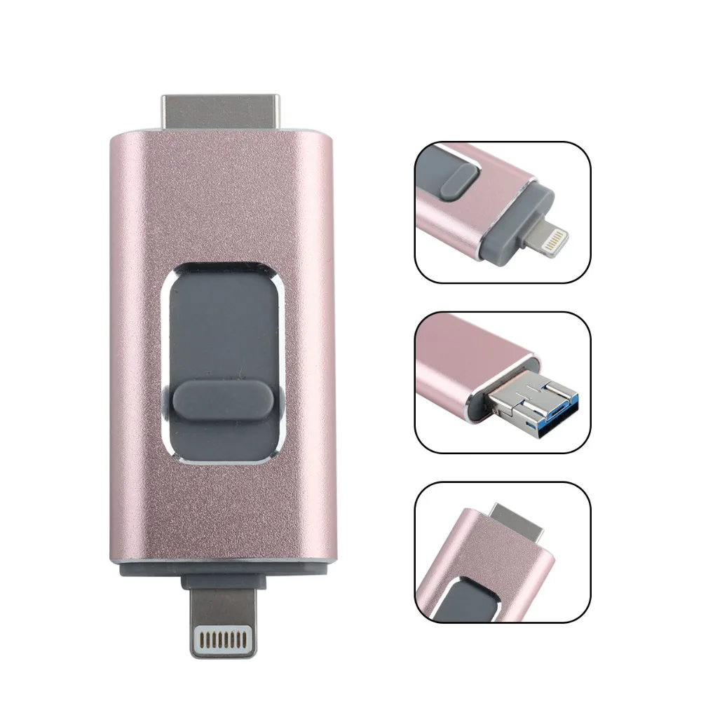 IOS флеш-накопитель 128 ГБ, 256 ГБ 64 Гб карта памяти 3-в-1 OTG USB флэш-накопитель внешнее запоминающее устройство, совместимый с iPhone, iPad и iPod Андро